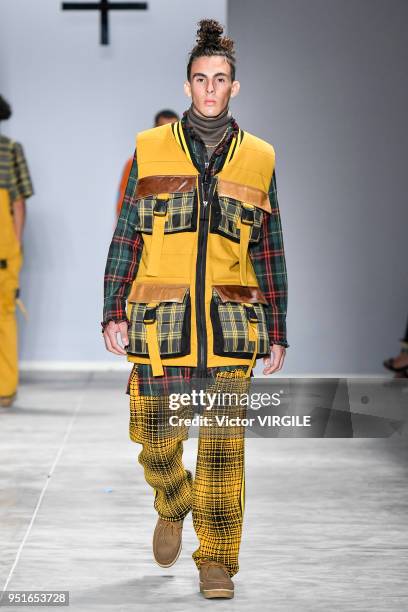 Model walks the runway at the Joao Pimenta Fall Winter 2018 fashion show during the SPFW N45 on April 23, 2018 in Sao Paulo, Brazil.