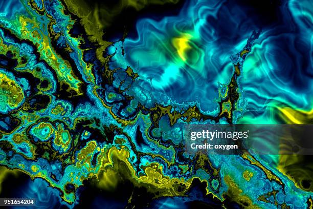creative ebru background with abstract painted waves - acryl auf leinwand stock-fotos und bilder