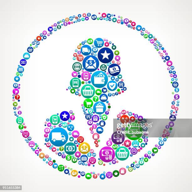 businesswoman shopping and e-commerce background pattern - women coding computer stock illustrations