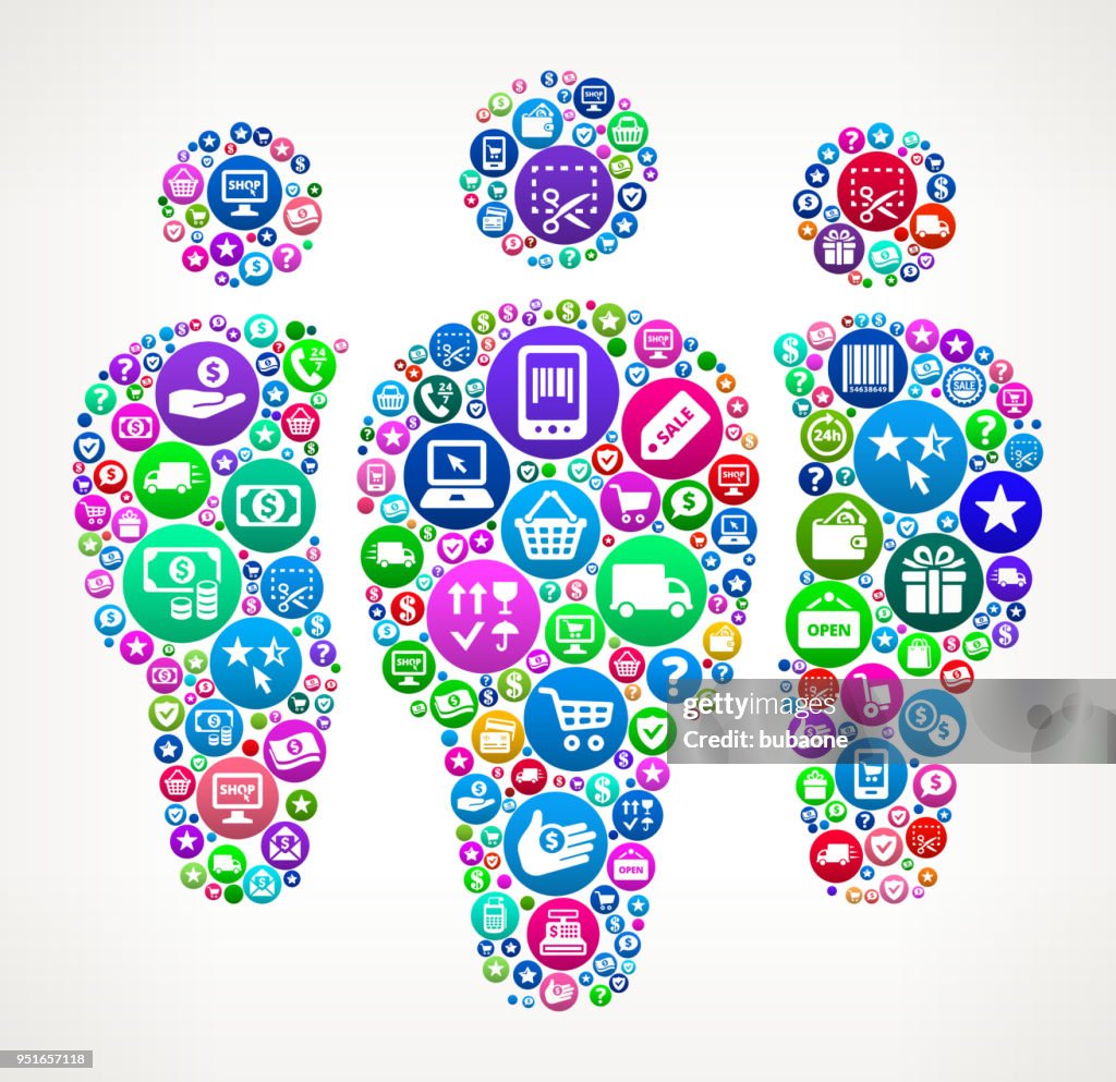 Small Group Shopping and E-commerce Background Pattern