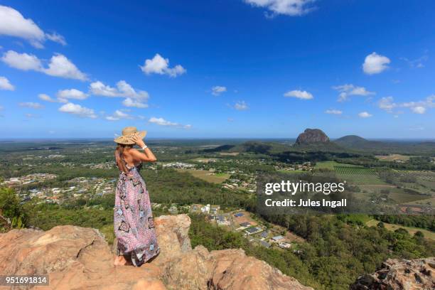 gazing across glass house mountains - sunshine coast australia stock pictures, royalty-free photos & images