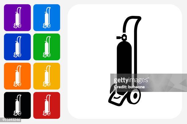 sauerstoff-tank symbol square buttonset - sauerstoffbehälter stock-grafiken, -clipart, -cartoons und -symbole