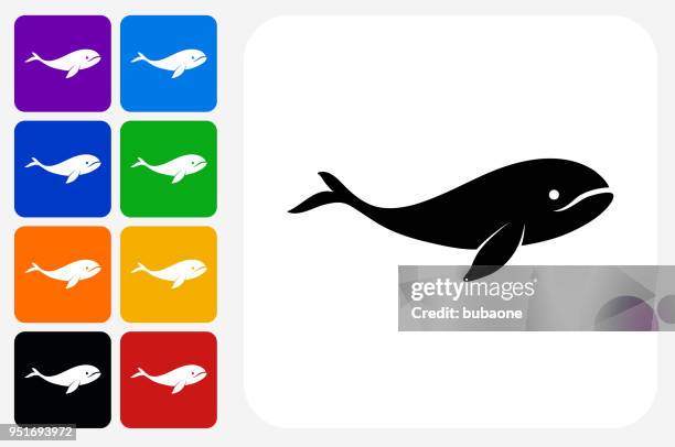 鯨魚圖示方形按鈕集 - whales 幅插畫檔、美工圖案、卡通及圖標