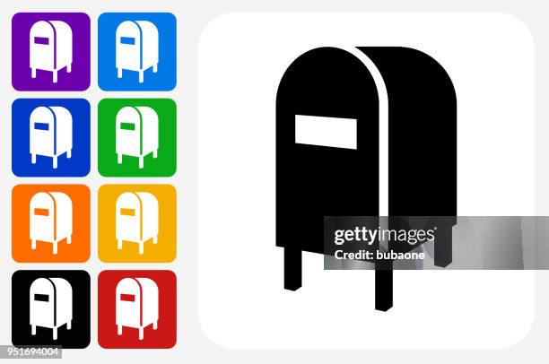 mail box icon square button set - us post box stock illustrations
