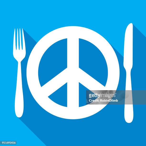 peace sign dinner icon - butter knife stock illustrations