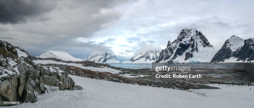 Panoramic antarctic landscape in Petermann Island