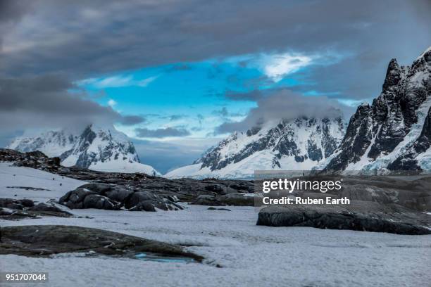 landscape view of antarctic peninsula from petermann island - antarctic peninsula stock pictures, royalty-free photos & images