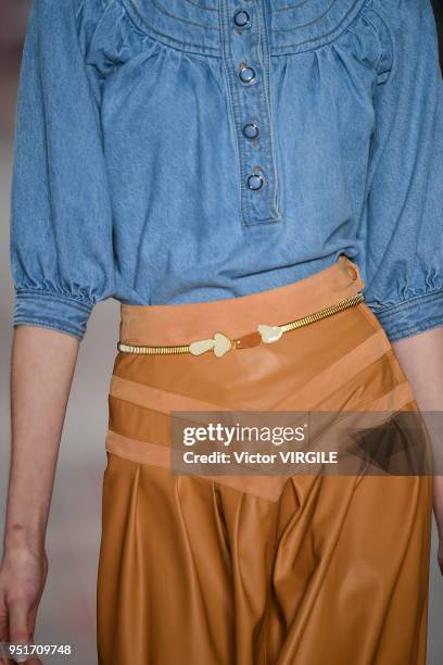 Model walks the runway at the Lilly Sarti fashion show during the SPFW N45 Spring Summer 2019 on April 23, 2018 in Sao Paulo, Brazil.