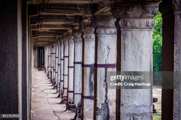 angor wat temple carvings cambodia - harvest cathedral stockfoto's en -beelden