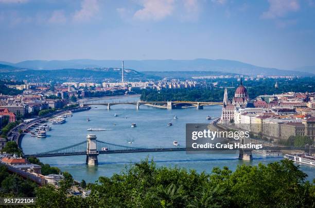 budapest city and bridge views hungary - beautiful blue danube stock pictures, royalty-free photos & images