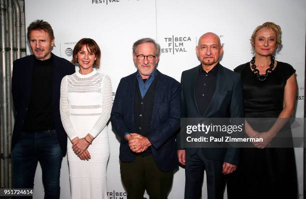 Liam Neeson, Embeth Davidtz, Steven Spielberg, Sir Ben Kingsley and Caroline Goodall attend the 2018 Tribeca Film Festival - "Schindler's List"...