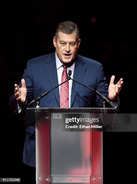 National Account Executive at Coca-Cola, Phillip Couch speaks onstage during the CinemaCon Big Screen Achievement Awards brought to you by the...