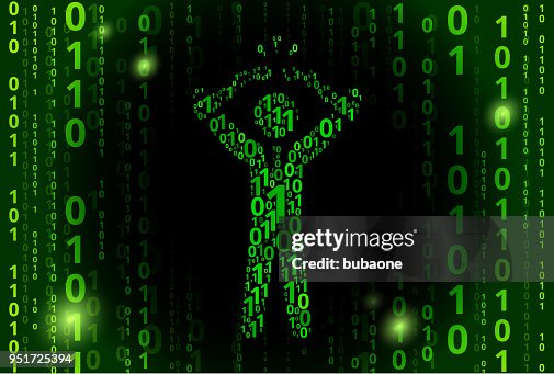 Businessman Breaking Shackles Binary Code Vector Pattern Background ...
