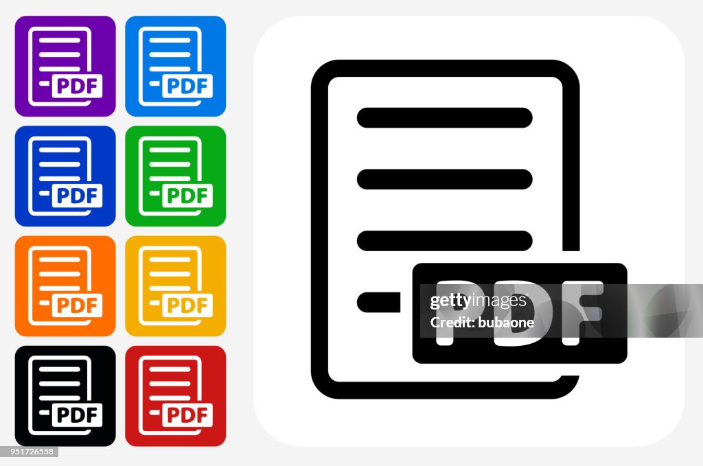 PDF Icon Square Button Set