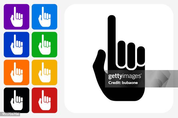 pointing hand icon square button set - multiple hands pointing stock illustrations