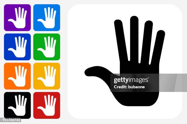 hand icon square button set - high five hands stock illustrations