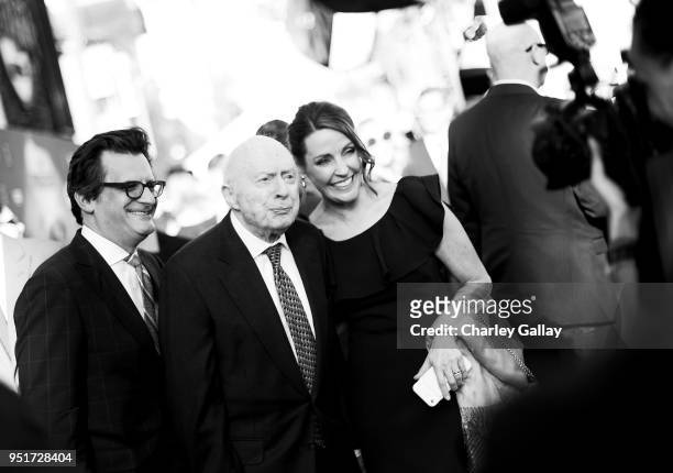 Host Ben Mankiewicz, actor Norman Lloyd and EVP, Turner Portfolio 360 Brand Strategy and GM, TCM and Filmstruck, Jennifer Dorian attend The 50th...
