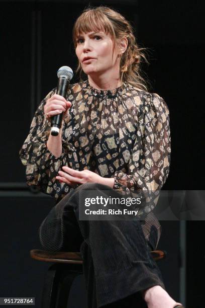 Jennifer Jason Leigh speaks onstage during the for your consideration event for Showtime's "Patrick Melrose"at NeueHouse Hollywood on April 26, 2018...