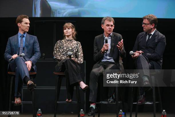 Benedict Cumberbatch, Jennifer Jason Leigh, Michael Jackson and David Nicholls speak onstage during the for your consideration event for Showtime's...