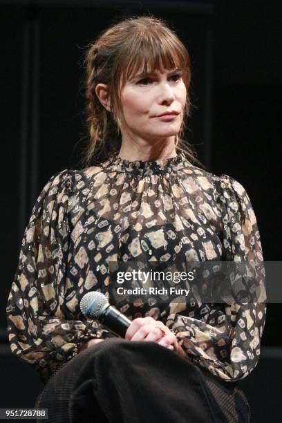 Jennifer Jason Leigh speaks onstage during the for your consideration event for Showtime's "Patrick Melrose"at NeueHouse Hollywood on April 26, 2018...