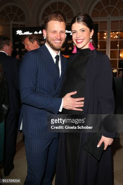Alexander Haas and his partner Aleksandra Jovic during the 27th Montblanc de la Culture Arts Patronage Award at Residenz on April 26, 2018 in Munich,...