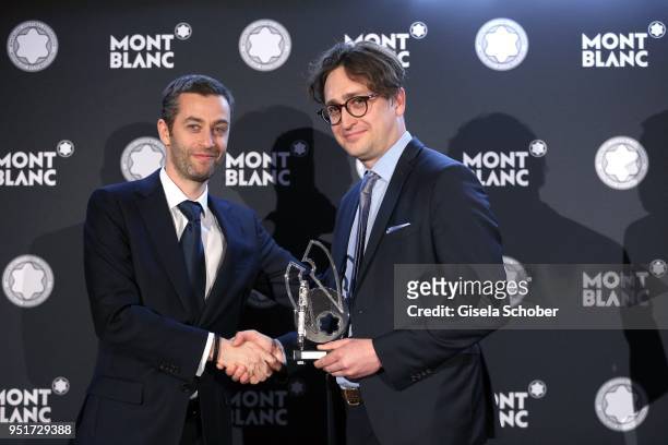 Vincent Montalescot, Executive Vice President Marketing Montblanc International, hands over the Montblanc de la Culture Arts Patronage Award to...
