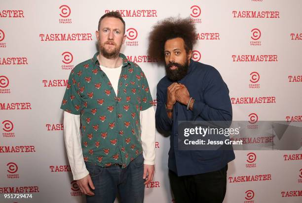 Alex Horne and Reggie Watts attend Comedy Central's "Taskmaster" Premiere Party at HYDE Sunset: Kitchen + Cocktails on April 26, 2018 in West...