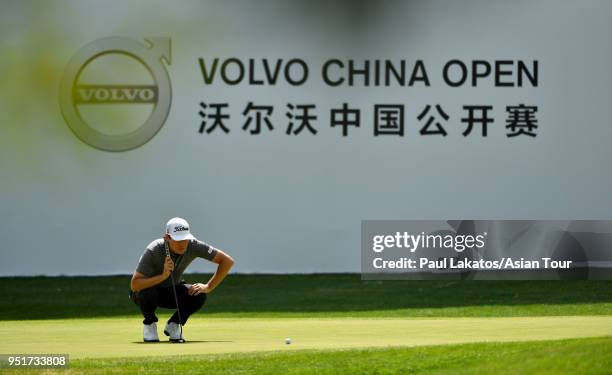 Jason Scrivener of Australia pictured during round one of the Volvo China Open at the Beijing Topwin Golf and Country Club on April 27, 2018 in...