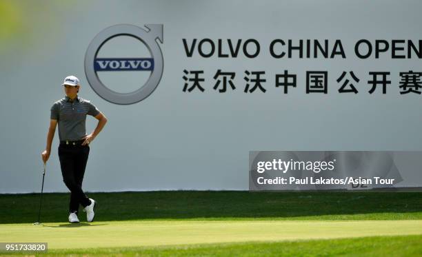 Jason Scrivener of Australia pictured during round one of the Volvo China Open at the Beijing Topwin Golf and Country Club on April 27, 2018 in...