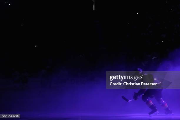 Tomas Nosek of the Vegas Golden Knights skates onto the ice before Game One of the Western Conference Second Round against the San Jose Sharks during...