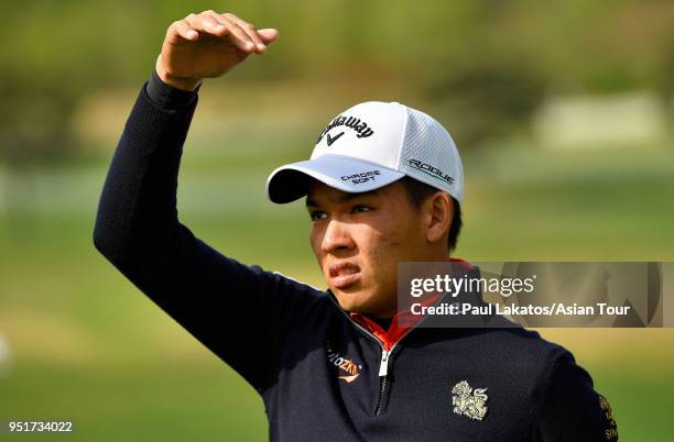 Phachara Khongwatmai of Thailand pictured during round one of the Volvo China Open at the Beijing Topwin Golf and Country Club on April 27, 2018 in...