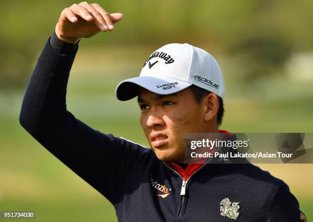 Phachara Khongwatmai of Thailand pictured during round one of the Volvo China Open at the Beijing Topwin Golf and Country Club on April 27, 2018 in...