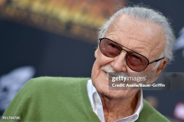 Stan Lee attends the premiere of Disney and Marvel's 'Avengers: Infinity War' on April 23, 2018 in Hollywood, California.