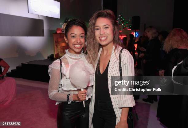 Liza Koshy and Kristen McAtee attend Janelle Monáe's celebration of the launch of her new album and emotion picture, Dirty Computer, with her Spotify...