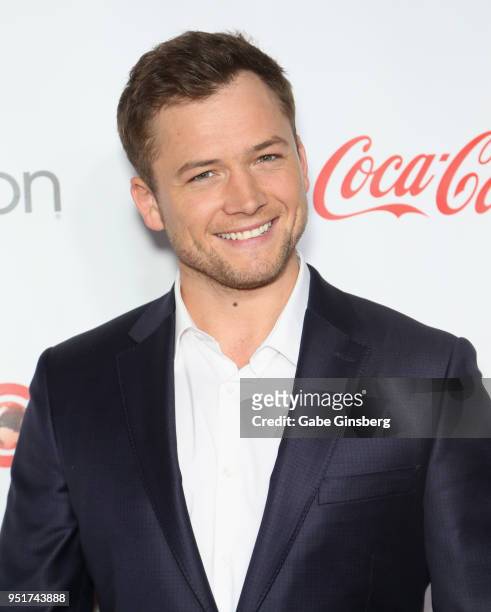 Recipient of the "Action Star of the Year" award actor Taron Egerton attends the CinemaCon Big Screen Achievement Awards at Omnia Nightclub at...