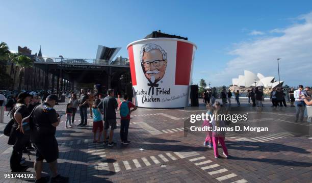 Gigantic Kentucky Fried Chicken bucket to celebrate it's 50th birthday in Australia measuring six metres tall and seven metres wide on April 27, 2018...