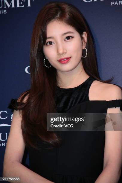 South Korean singer and actress Bae Suzy attends Chaumet event on April 26, 2018 in Hong Kong, China.