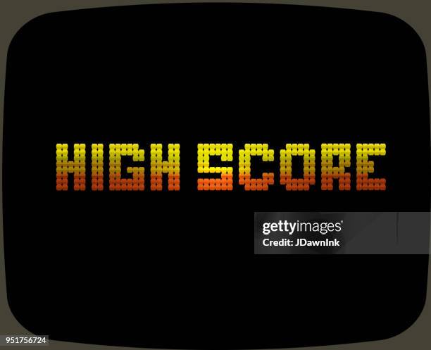 illustrations, cliparts, dessins animés et icônes de écran de jeu arcade vintage - tableau des scores