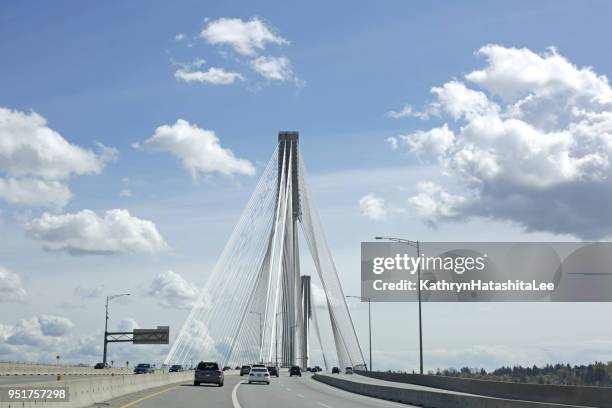 trans-canada highway on port mann bridge, metro vancouver, canada - surrey british columbia stock pictures, royalty-free photos & images