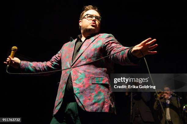 Paul Janeway of St. Paul and The Broken Bones performs at The Joy Theater on April 26, 2018 in New Orleans, Louisiana.