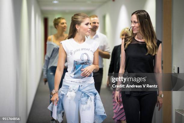 Victoria Swarovski and Paulina Swarovski backstage during the behind the scenes visit ahead of the 5th 'Let's Dance' show of the 11th season on April...