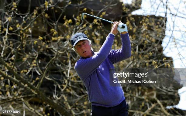 Ben Crenshaw hits a tee shot during the third round of the PGA TOUR Champions Bass Pro Shops Legends of Golf at Big Cedar Lodge held at Top of the...