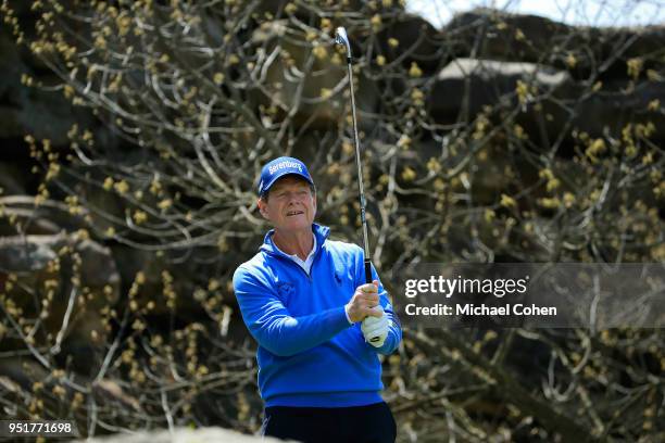 Tom Watson hits a tee shot during the third round of the PGA TOUR Champions Bass Pro Shops Legends of Golf at Big Cedar Lodge held at Top of the Rock...