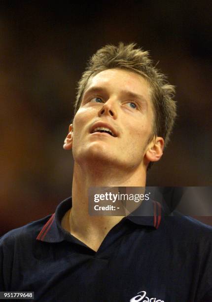 Portrait du tennisman Suédois Thomas Enqvist pendant son match contre l'Americain Jim Courier le 04 novembre1999 au Palais Omnisports de Paris-Bercy,...