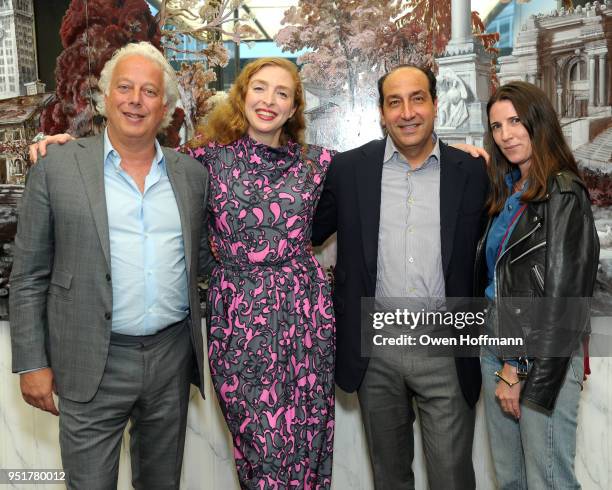 Aby Rosen, Rachel Feinstein, Alberto Mugrabi and Kelly Taxter attends Aby Rosen and Gagosian Celebrate Unveiling of Rachel Feinstein work at 100 East...