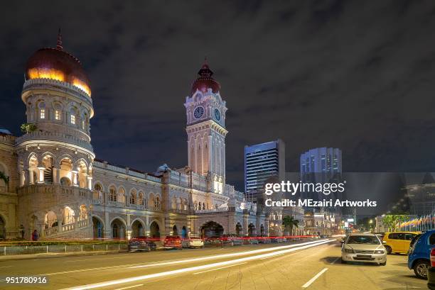 merdeka square (dataran merdeka) at night - dataran merdeka stock pictures, royalty-free photos & images