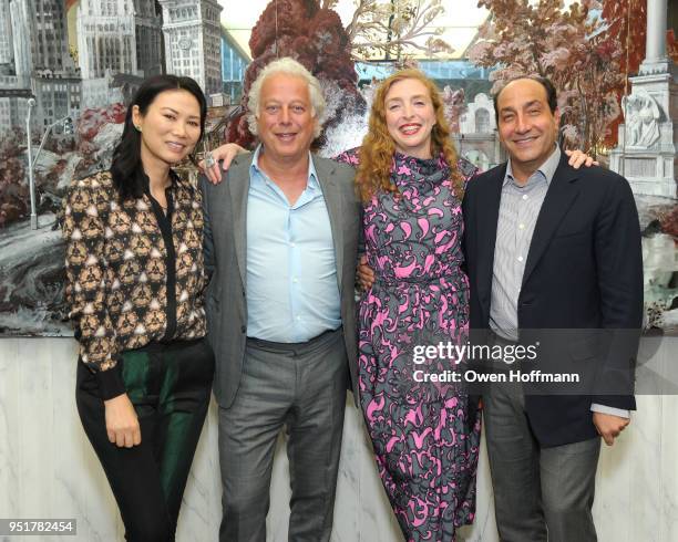 Wendi Murdoch, Aby Rosen, Rachel Feinstein and Alberto Mugrabi attend Aby Rosen and Gagosian Celebrate Unveiling of Rachel Feinstein work at 100 East...