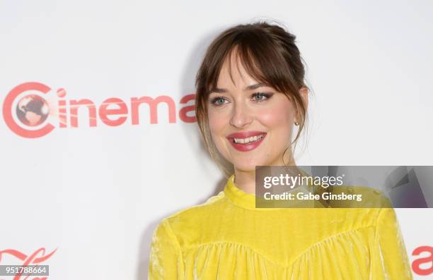 Recipient of the "Female Star of the Year" award actress Dakota Johnson attends the CinemaCon Big Screen Achievement Awards at Omnia Nightclub at...