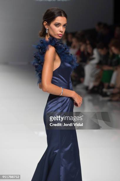 Model walks the runway for Esther Noriega collection during Barcelona Bridal Fashion Week at Fira de Barcelona on April 26, 2018 in Barcelona, Spain.