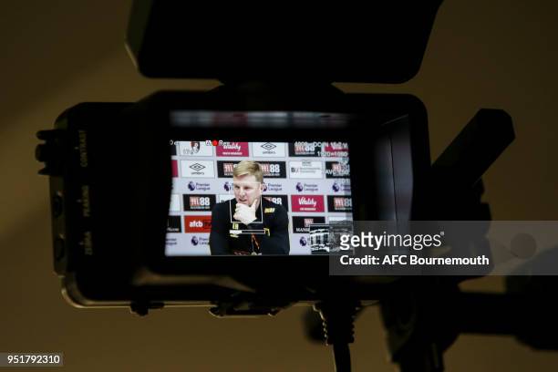 Bournemouth manager Eddie Howe during press conference at Vitality Stadium on April 27, 2018 in Bournemouth, England.